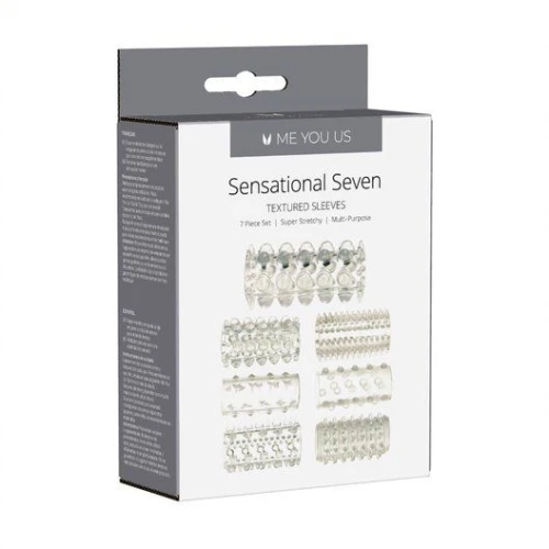 Me you Us Sensual Seven TextuRood Sleeves Transparant Small - Afbeelding 2