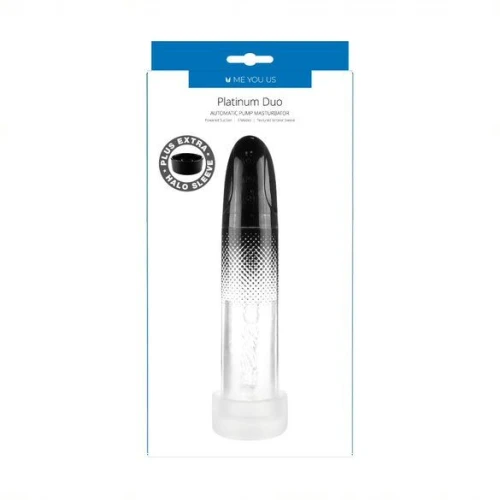 Me You Us - Platinum Duo - Automatische Penispomp Masturbator - USB - Doorzichtig/Zwart - Afbeelding 5