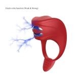 Vibrator - Silicone Ring Red USB 7 standen + Electro stim / remote control