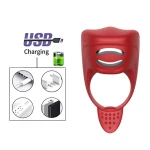 Vibrator - Silicone Ring Red USB 7 standen + Electro stim / remote control - Afbeelding 7