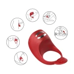 Vibrator - Silicone Ring Red USB 7 standen + Electro stim / remote control - Afbeelding 5