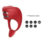 Vibrator - Silicone Ring Red USB 7 standen + Electro stim / remote control - Afbeelding 4