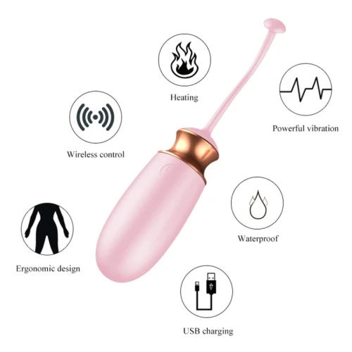 Remote Control Egg - Vibrating Silicone Love EGG USB 10 standen / Heating / Voice Control - Afbeelding 4