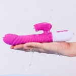 Vibrator - Silicone Vibrator USB 7 standen and Thrusting standen / Heating, Paars - Afbeelding 4
