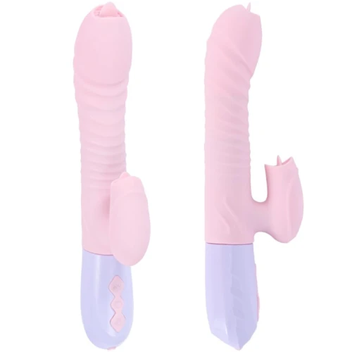 Vibrator - Silicone Vibrator USB 7 standen and Thrusting standen / Heating, - Roze - Afbeelding 3