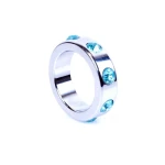 Boss Series - Metaal - Cockring - Penisring met Lichtblauwe Diamanten - Middel