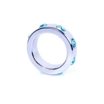 Boss Series - Metaal - Cockring - Penisring met Lichtblauwe Diamanten - Middel - Afbeelding 2