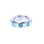 Boss Series - Metaal - Cockring - Penisring met Lichtblauwe Diamanten - Middel - Afbeelding 4