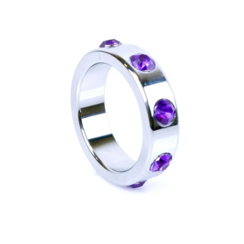 Boss Series - Metaal - Cockring - Penisring met Paarse Diamanten - Groot