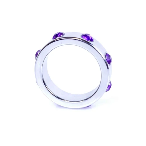 Boss Series - Metaal - Cockring - Penisring met Paarse Diamanten - Groot - Afbeelding 5