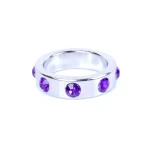 Boss Series - Metaal - Cockring - Penisring met Paarse Diamanten - Groot - Afbeelding 3