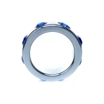 Boss Series - Metaal - Cockring - Penisring met Donkerblauwe Diamanten - Klein - Afbeelding 2
