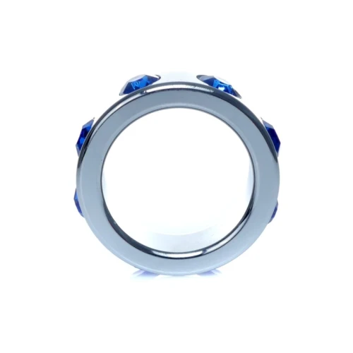 Boss Series - Metaal - Cockring - Penisring met Donkerblauwe Diamanten - Klein - Afbeelding 2