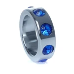 Boss Series - Metaal - Cockring - Penisring met Donkerblauwe Diamanten - Klein - Afbeelding 5