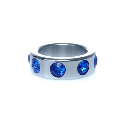 Boss Series - Metaal - Cockring - Penisring met Donkerblauwe Diamanten - Klein - Afbeelding 4