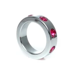 Boss Series - Metaal - Cockring - Penisring met Roze Diamanten - Middel