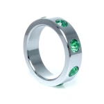 Boss Series - Metaal - Cockring - Penisring met Groene Diamanten - Groot