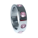 Boss Series - Metaal - Cockring - Penisring met Lichtroze Diamanten - Groot - Afbeelding 5
