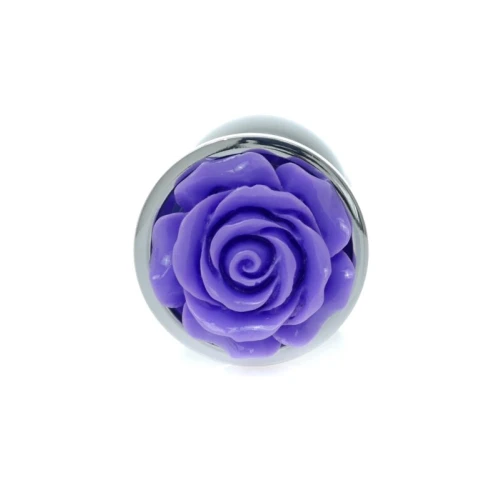 Zilveren buttplug met roos - Paars - Afbeelding 9