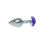 Zilveren buttplug met roos - Paars - Afbeelding 7