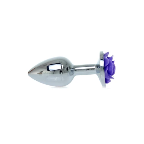 Zilveren buttplug met roos - Paars - Afbeelding 7