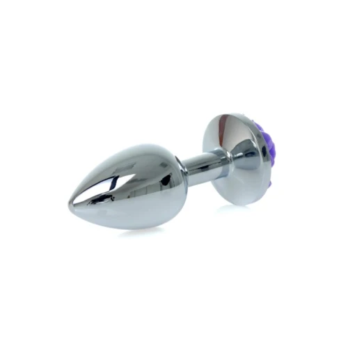 Zilveren buttplug met roos - Paars - Afbeelding 6
