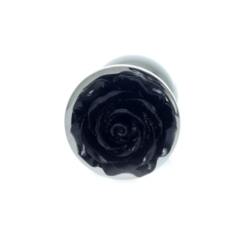Zilveren buttplug met roos - Zwart - Afbeelding 9
