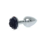 Zilveren buttplug met roos - Zwart - Afbeelding 8