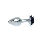 Zilveren buttplug met roos - Zwart - Afbeelding 7