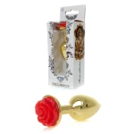Gouden buttplug met roos - Rood