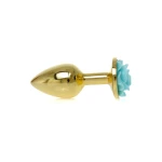 Gouden buttplug met roos - Lichtblauw - Afbeelding 7