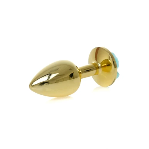 Gouden buttplug met roos - Lichtblauw - Afbeelding 6