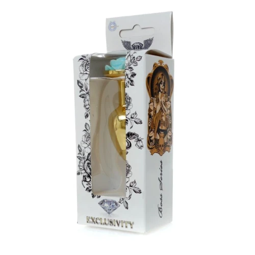 Gouden buttplug met roos - Lichtblauw - Afbeelding 4