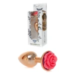 Rosé Gouden buttplug met roos - Roze