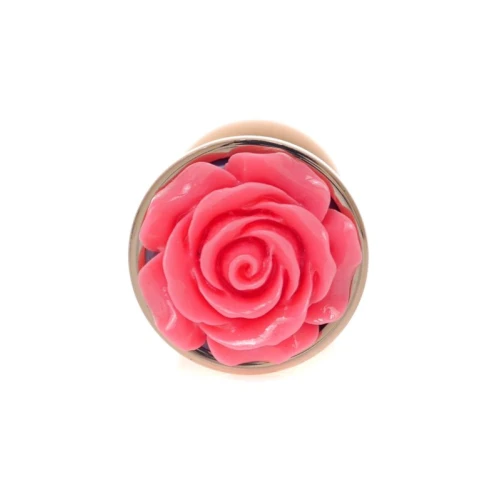 Rosé Gouden buttplug met roos - Roze - Afbeelding 9