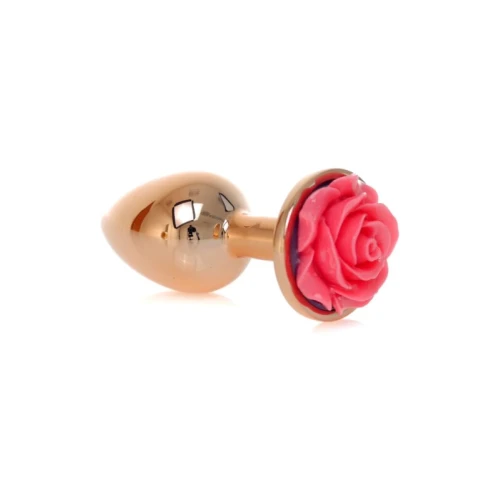 Rosé Gouden buttplug met roos - Roze - Afbeelding 8