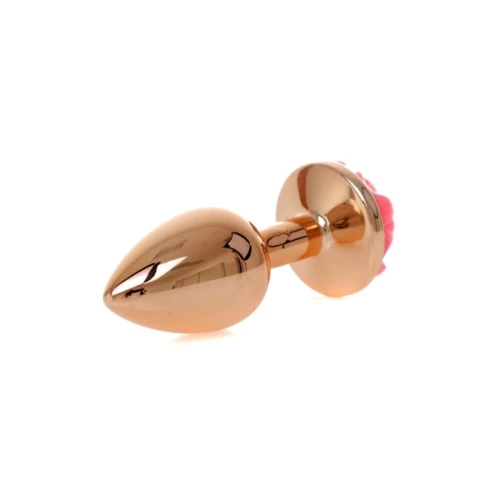 Rosé Gouden buttplug met roos - Roze - Afbeelding 6