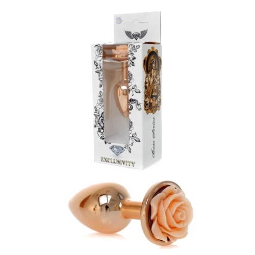 Rosé Gouden buttplug met roos - Perzik