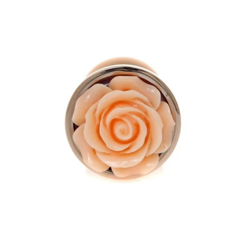 Rosé Gouden buttplug met roos - Perzik - Afbeelding 9