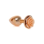Rosé Gouden buttplug met roos - Perzik - Afbeelding 8