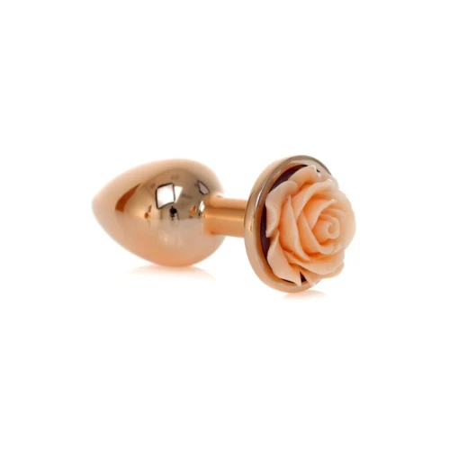 Rosé Gouden buttplug met roos - Perzik - Afbeelding 8