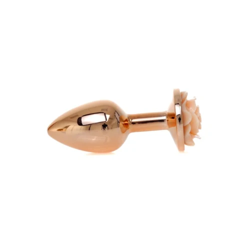 Rosé Gouden buttplug met roos - Perzik - Afbeelding 7