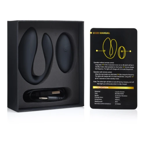 INTY Toys - Switch - Koppelvibrator Met Afstandsbediening - Partner Vibrator - 10 Standen - Ultra sterke trillingen - Oplaadbaar via USB - 100% Silicone - Waterbestendig - Zwart - Afbeelding 3