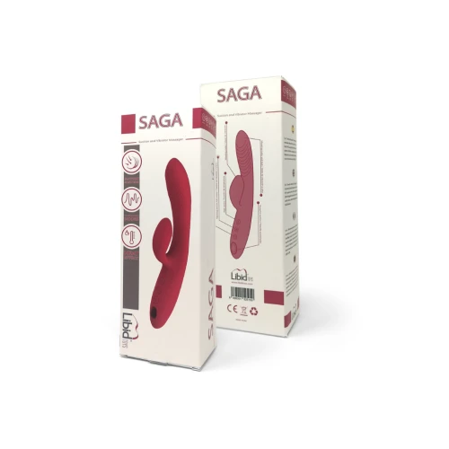 Libid Toys Saga - Flexibele zuiger en vibrator, met warmtefunctie en clitorisstimulator - USB oplaadbaar - 10 vibratiestanden - 5 zuigstanden - 100% siliconen - Warmteprogramma - Waterdicht - Roze - Afbeelding 2