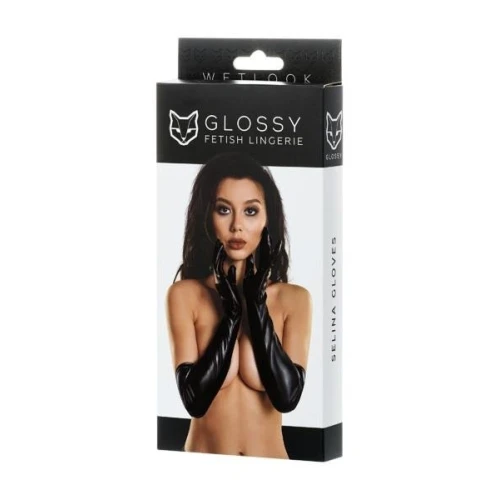 Glossy handschoenen SELINA - Zwart - S - Afbeelding 2