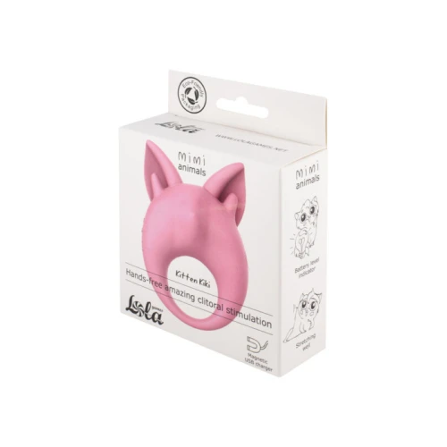 Oplaadbare ring voor clitorisstimulatie MiMi Animals Kitten Kiki Licht Roze - Afbeelding 2