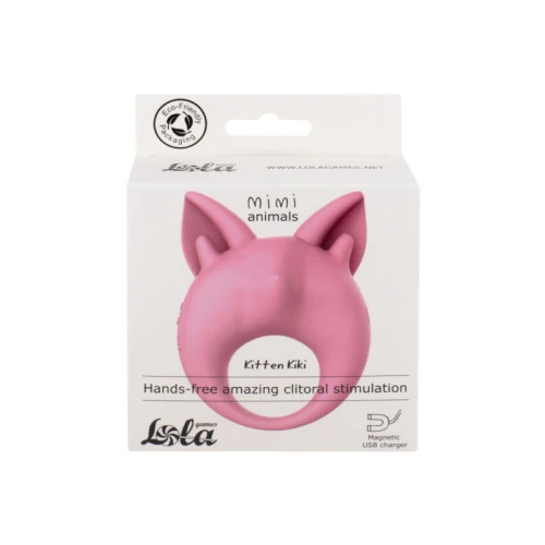 Oplaadbare ring voor clitorisstimulatie MiMi Animals Kitten Kiki Licht Roze - Afbeelding 3