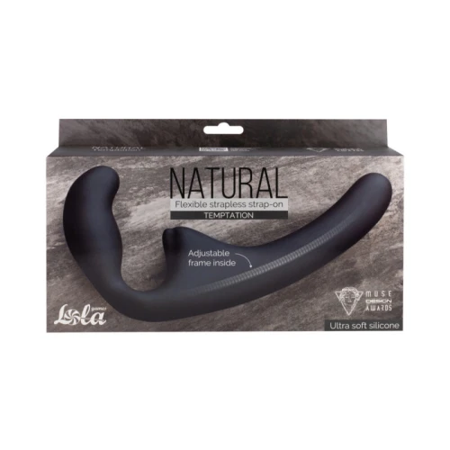 Soepele strapless voorbinddildo Natural Temptation Zwart - Afbeelding 4