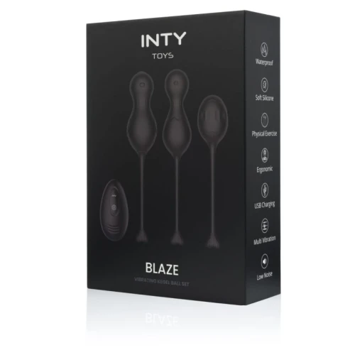 INTY Toys - Blaze - Vibrerende Kegelbalset - 10 standen - USB - Draadloze afstandsbediening - Ultra sterke motoren - 100% Siliconen - Waterdicht - Zwart - Afbeelding 2
