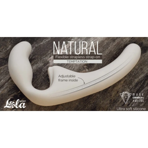 Natuurlijke Verleiding Biege Flexibele Strapless Strapon - Afbeelding 4
